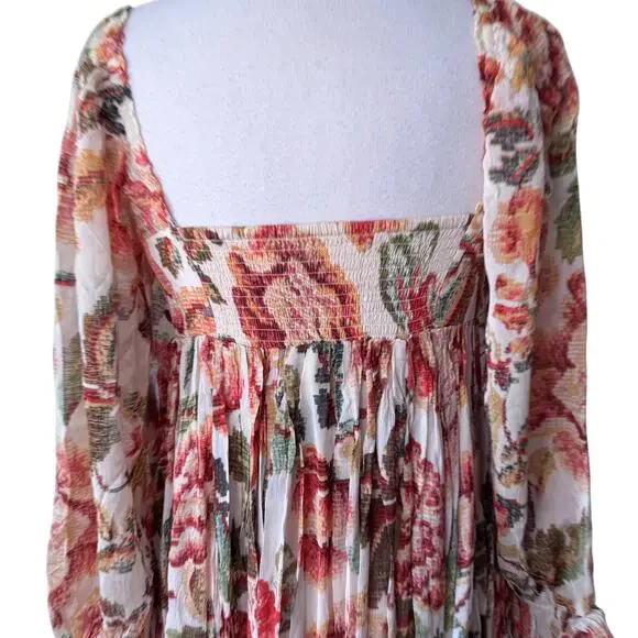 FREE PEOPLE Timeless Tapestry Maxi Dress Handkerchief Hem Boho Large NWT - Picture 9 of 13